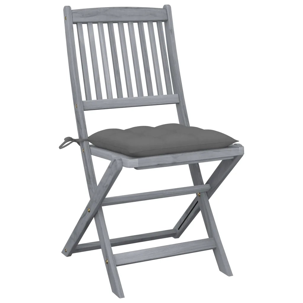 Sedie da Giardino Pieghevoli 4pz con Cuscini in Massello Acacia 3064579
