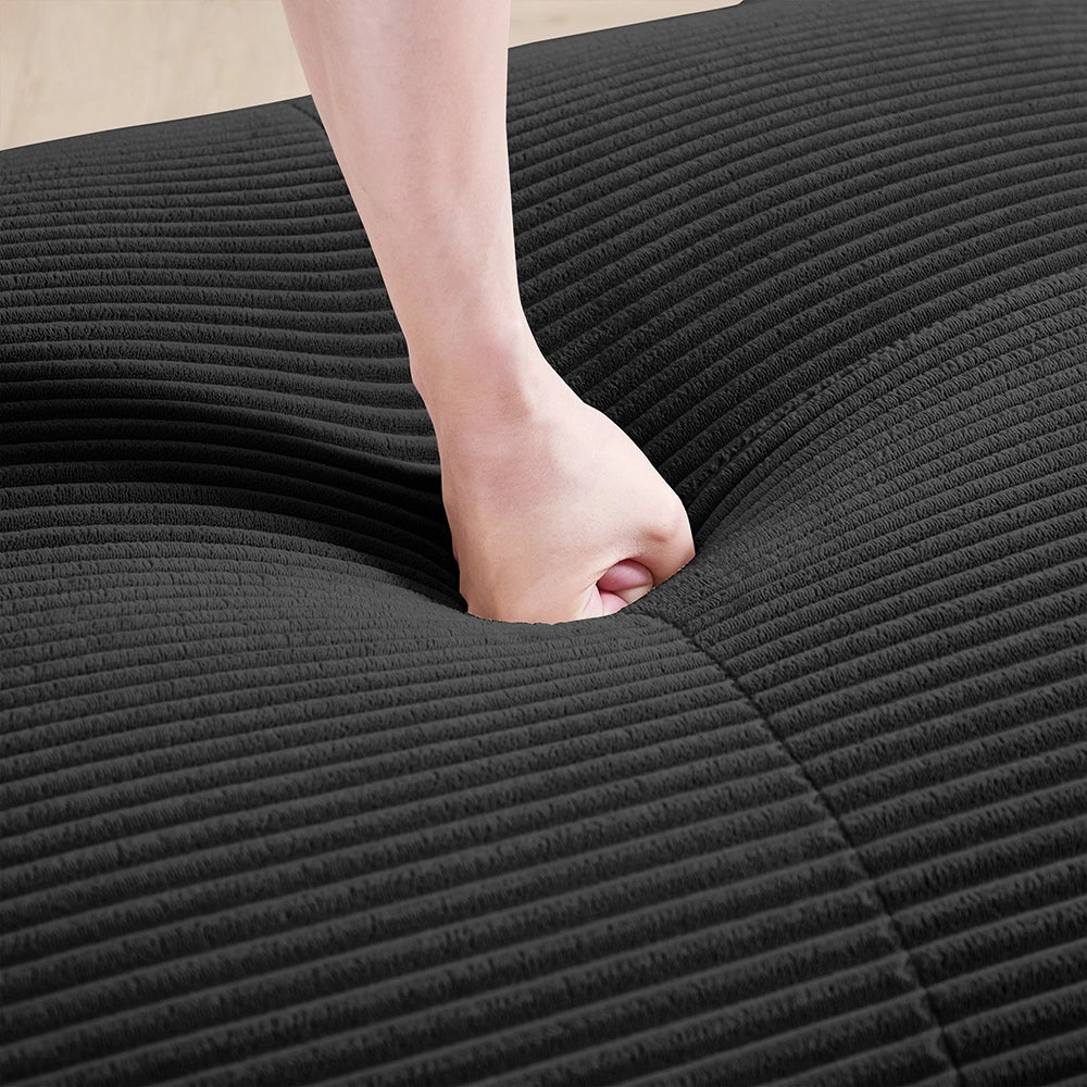 Divano angolare 4 posti con chaise longue - Xylo - Imbottitura 32D, antiscivolo, modulabile, nero
