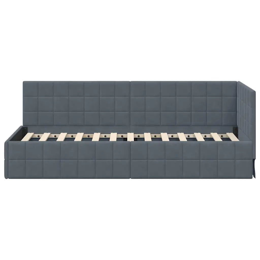 Cornice del letto ad angolo Grigio scuro 80 cm x 200 cm Velluto