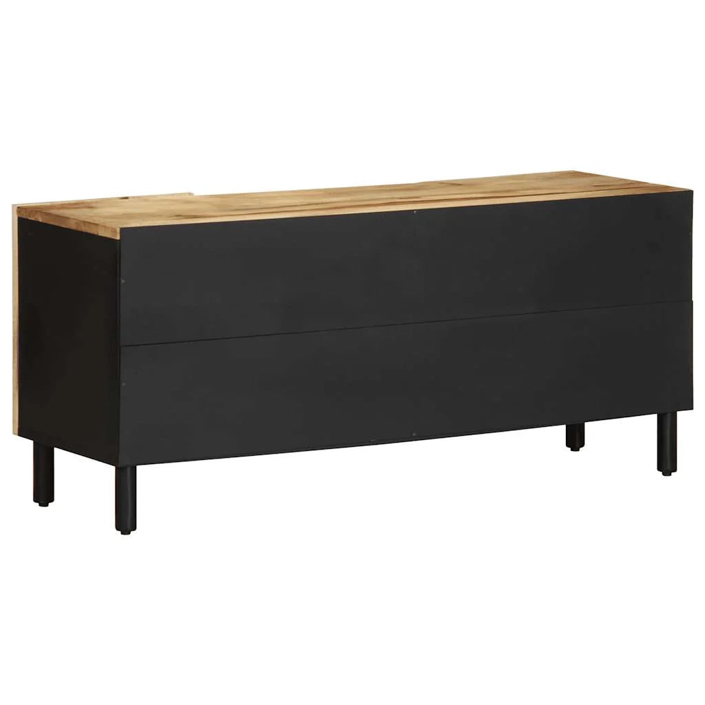 Mobile TV industriale con contenitore 105 x 33 x 46 cm legno massello di mango nero 02_0057832