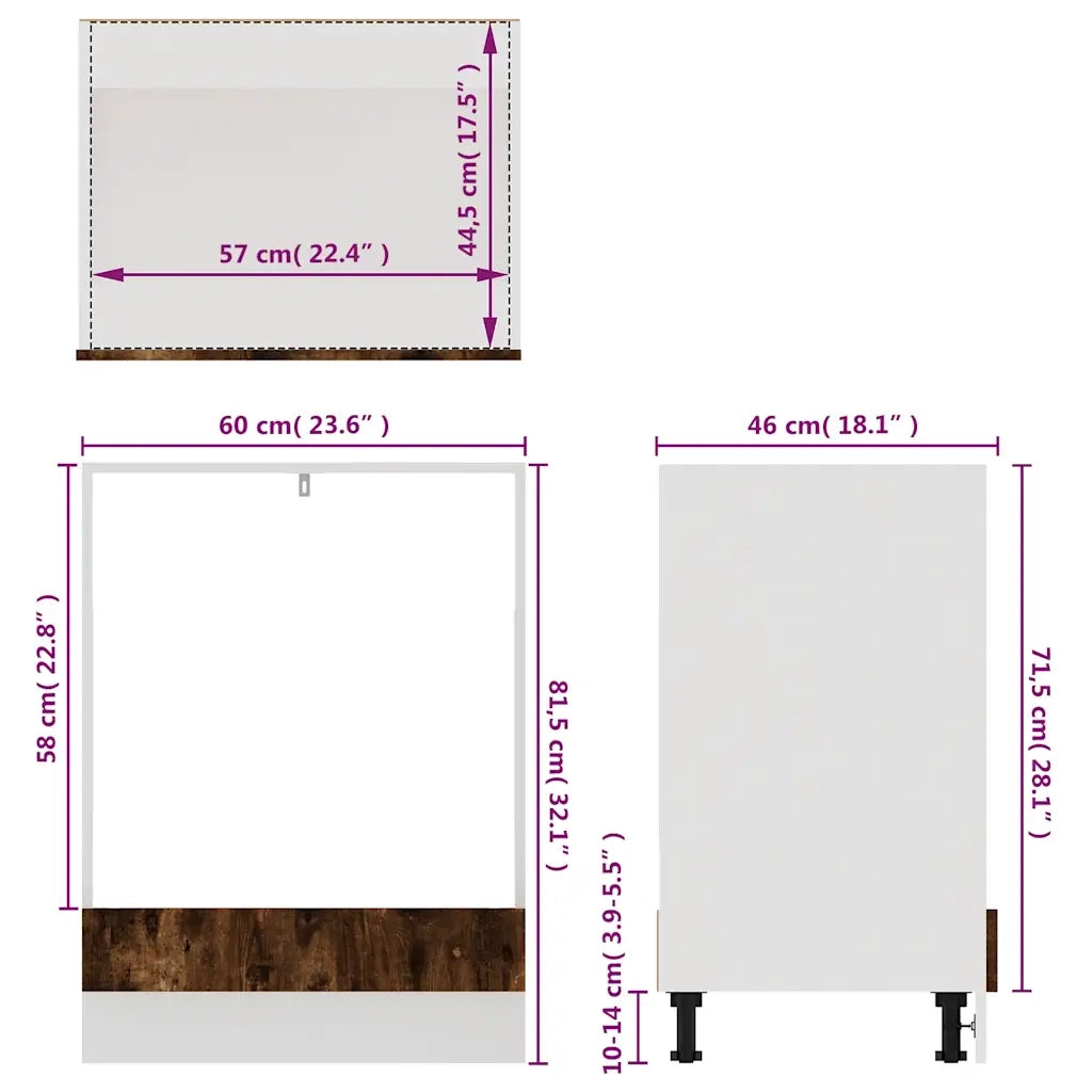 Pensile da cucina | Mobile da Forno ¡°Riga¡± Rovere Fumo 60x46x81,5 cm