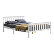 Struttura Letto Francese Breda 140 x 200 cm Letto in Legno di Pino con Testiera e Pediera - Bianco [en.casa]