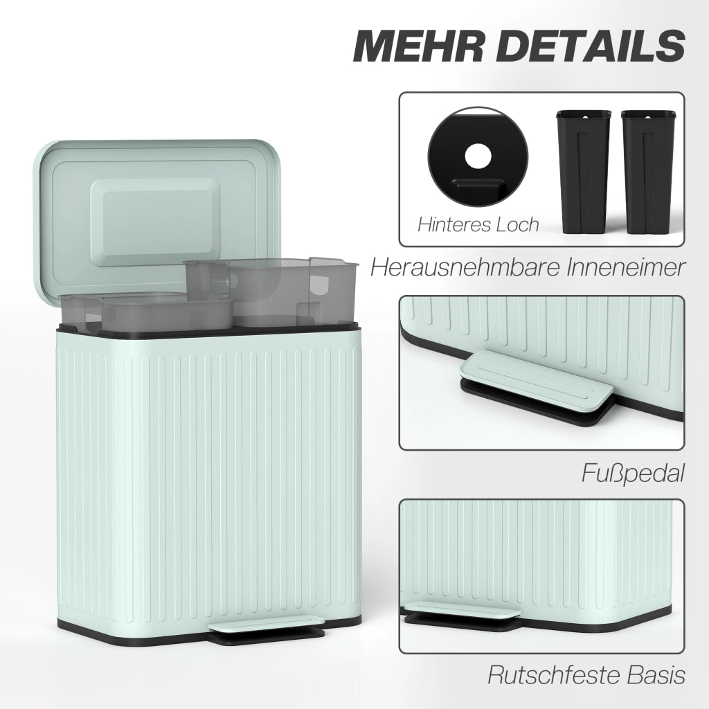 Cestino per la raccolta differenziata 2x20L ¨C Minimal ¨C Verde
