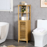 ARMADIO BAGNO 32,9x29,9x120 cm Bambù Naturale con 2 Ripiani Aperti