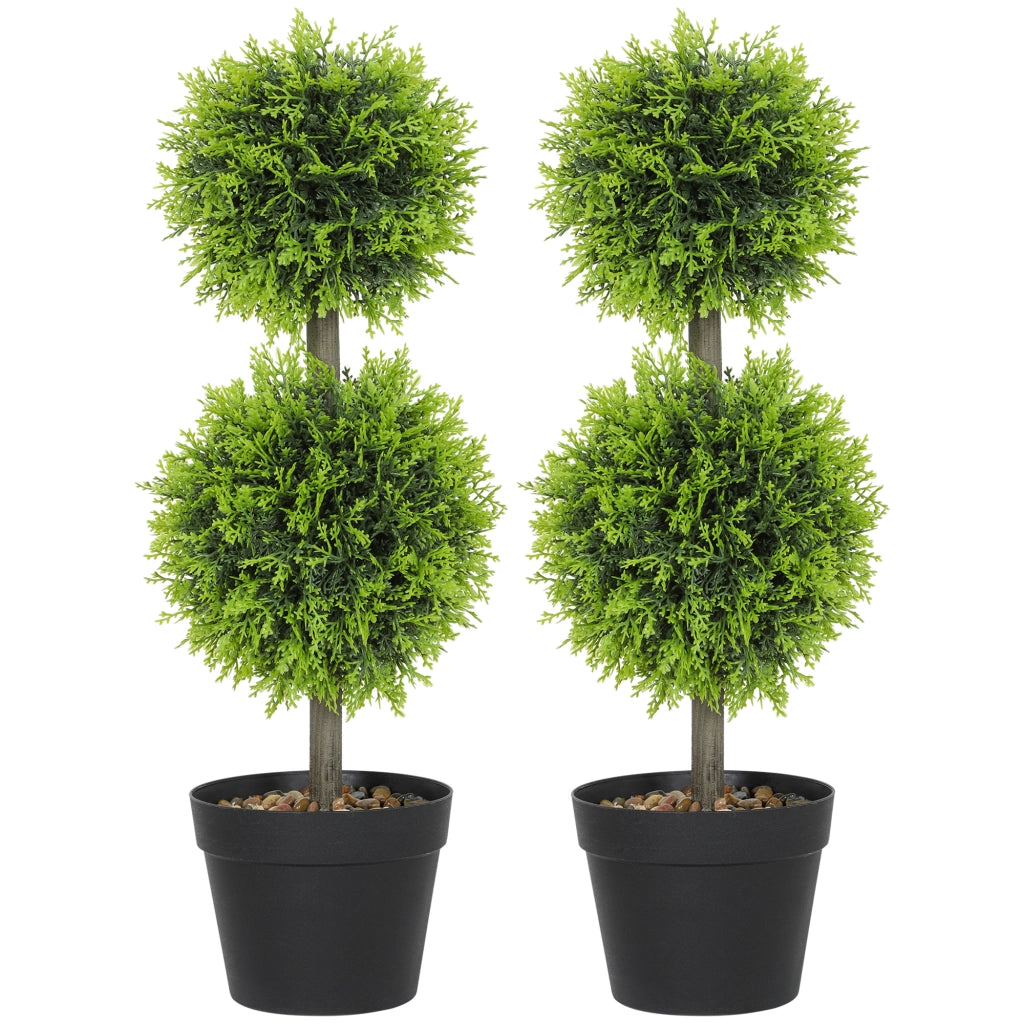 Pianta artificiale decorativa ¨C Minimal ¨C 2 pezzi, sfera bosso 60 cm, vaso, plastica, verde