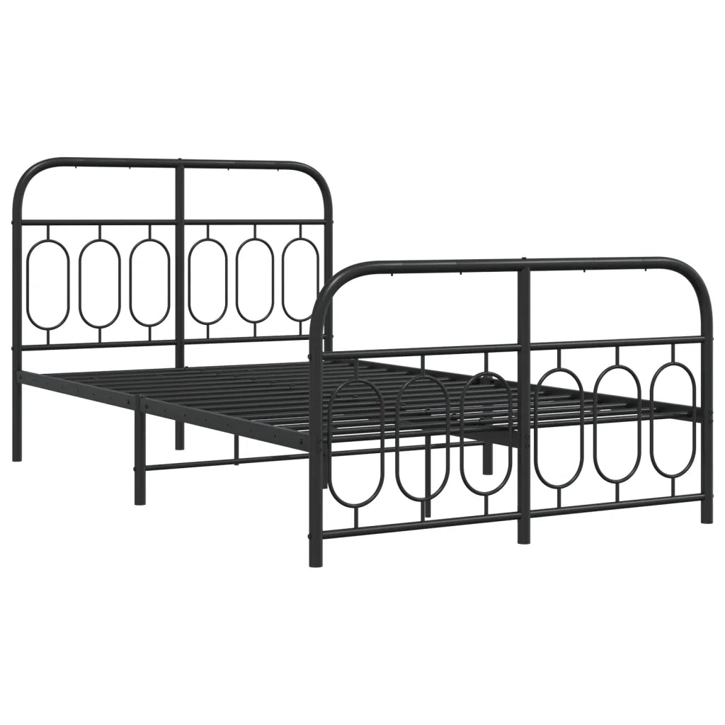 Letto matrimoniale | Letto per adulti | Giroletto con Testiera e Pediera Metallo Nero 120x190 cm