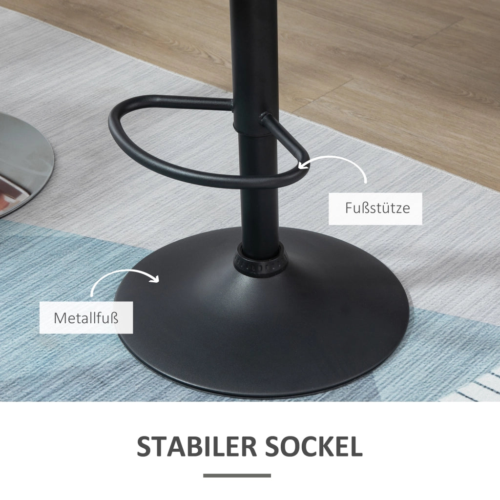 Set di 2 sgabelli da bar girevoli con schienale ¨C Minimal ¨C regolabili in altezza, velluto nero, 51.5x57.5x93-114.5 cm