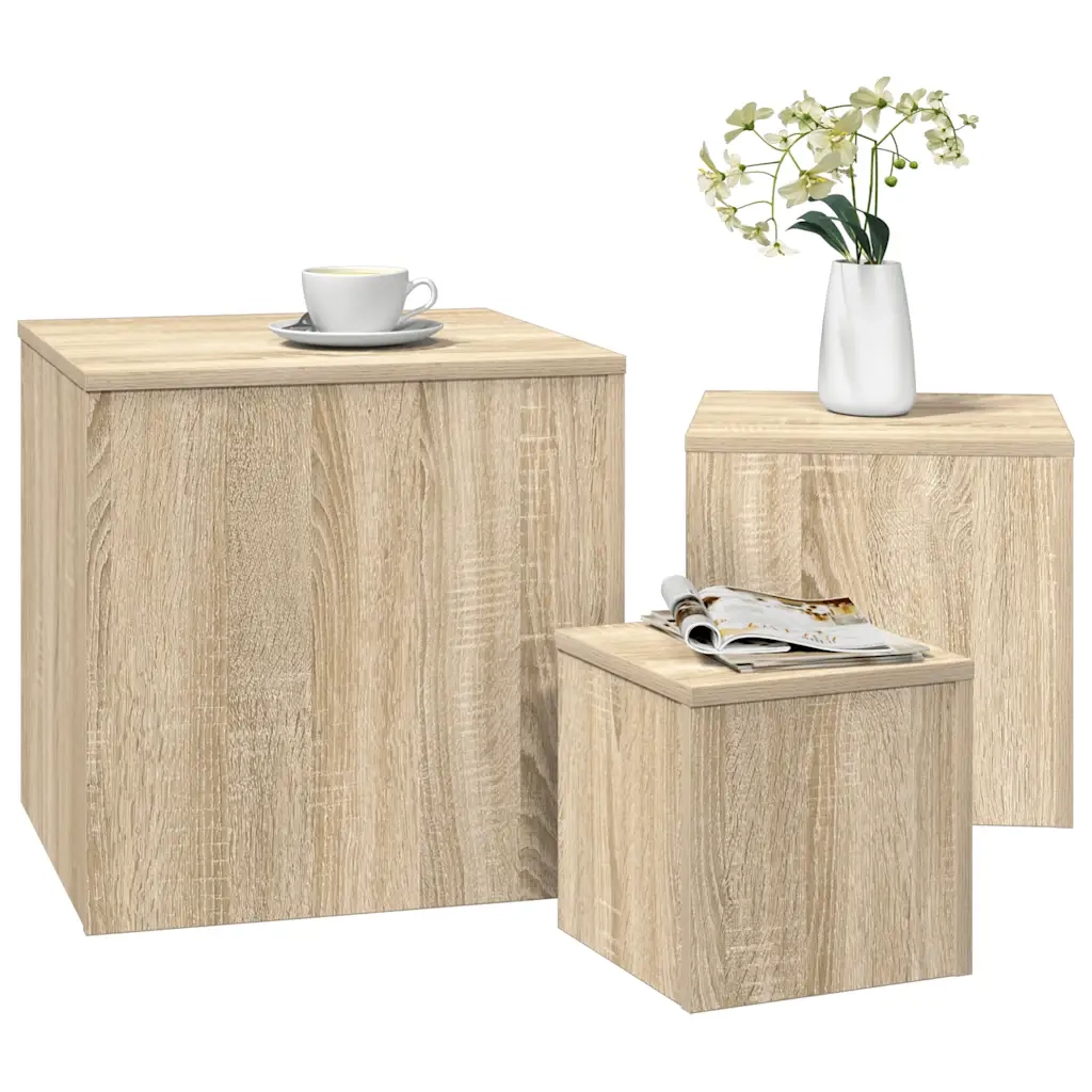 Tavolini 3 pz Rovere Sonoma in Truciolato 808588