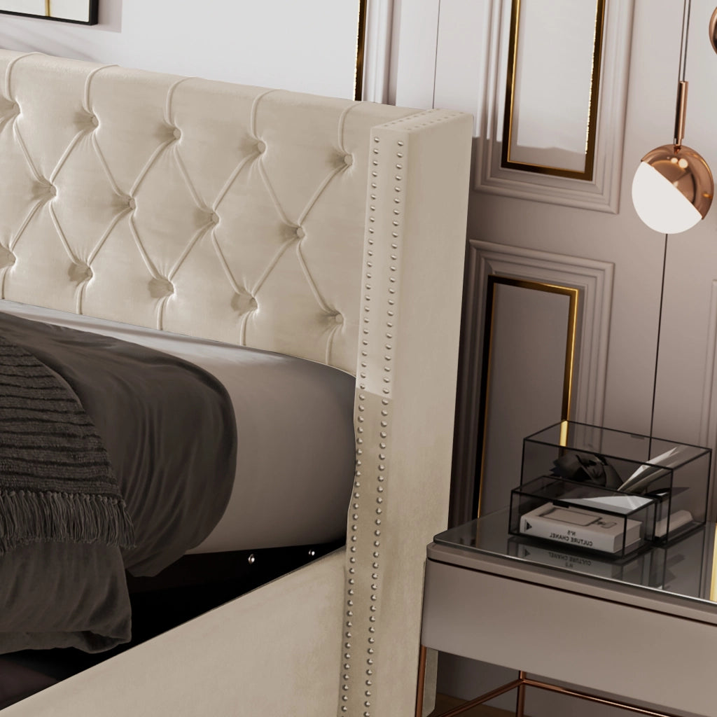 LETTO Contenitore Chesterfield 180x200 cm Velluto Grigio