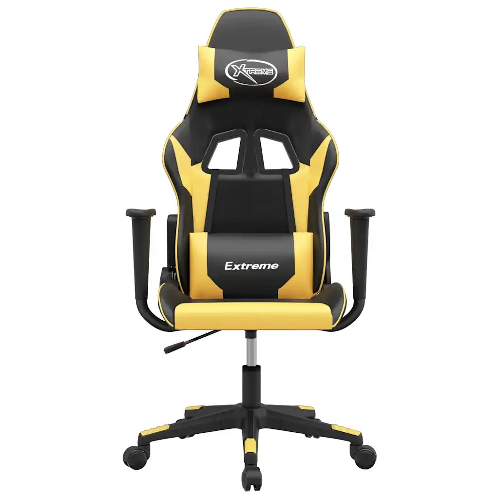 Sedia da Gaming | Sedia da e-sports Massaggiante Nero e Oro in Similpelle