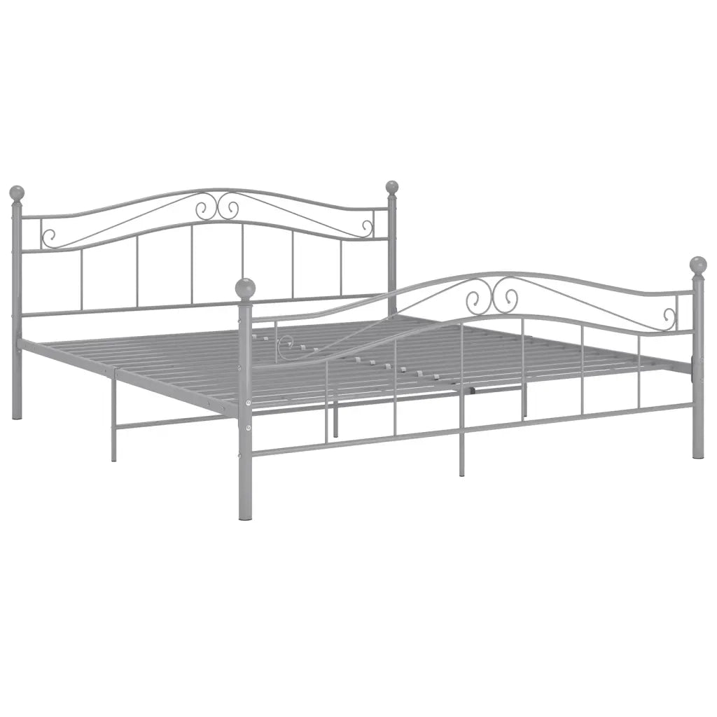 Letto matrimoniale | Letto per adulti | Giroletto Grigio in Metallo 140x200 cm
