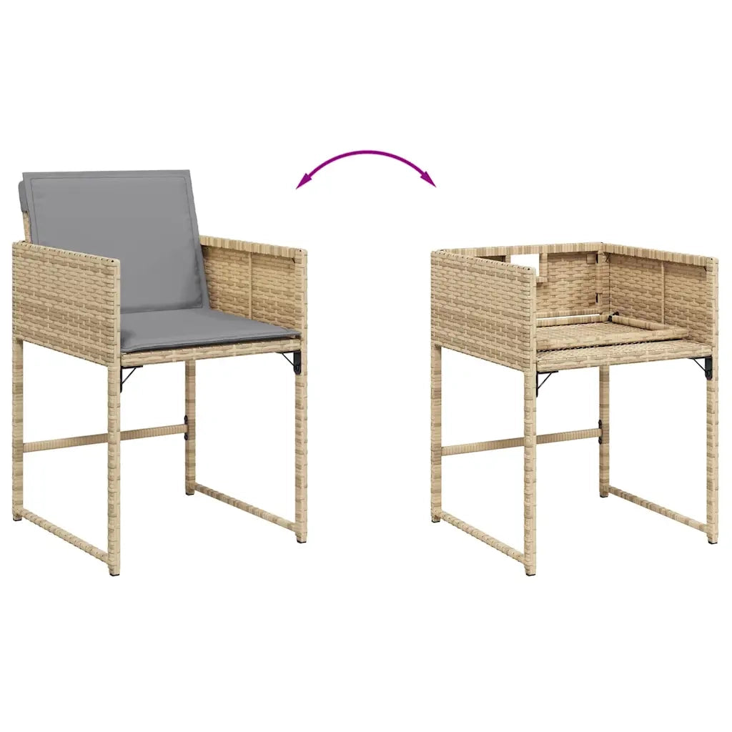 Set Pranzo da Giardino 9 pz con Cuscini Beige Misto Polyrattan 3278147