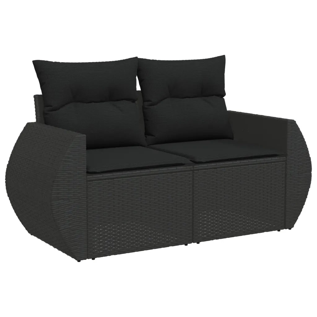 Set Divano da Giardino 6 pz con Cuscini Nero in Polyrattan 3221774