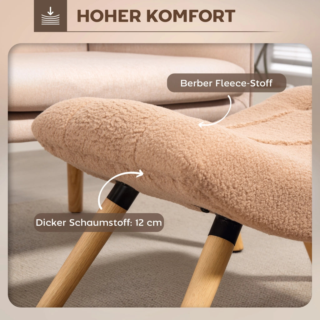 Pouf imbottito con rivestimento velluto e gambe in legno ¨C zephmum ¨C marrone