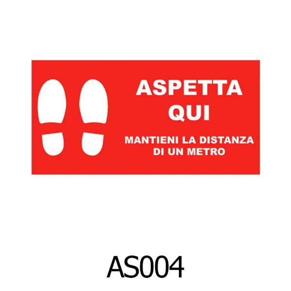Adesivo Rosso Calpestabile ASPETTA QUI 50 x 25 - Pezzo singolo