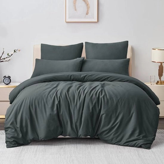 Set di coperte 200 x 200 cm - 3 pezzi, microfibra grigia, Oeko-Tex con cerniera a raccordo - Soothing e stir-free
