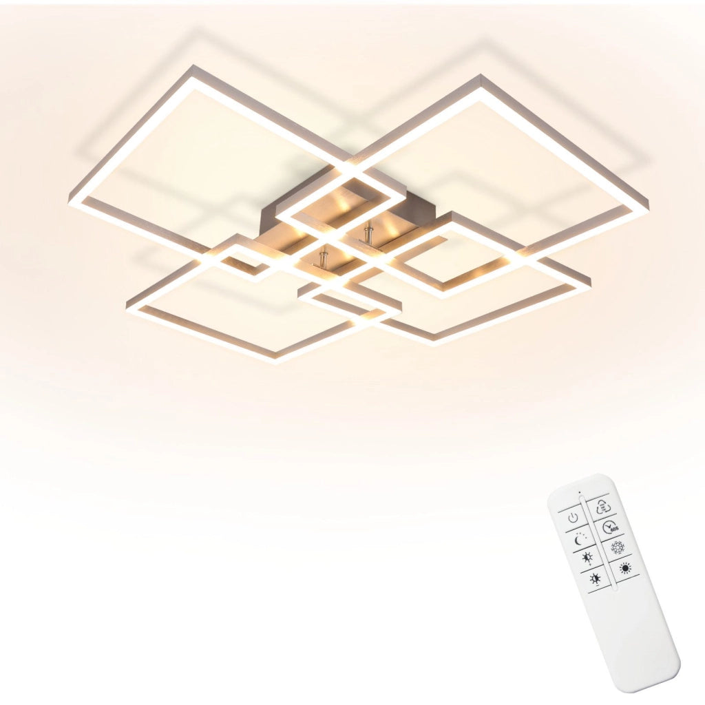 ZMH Lampada da soffitto plafoniera LED geometrica argentata dimmerabile 48W per camera letto soggiorno