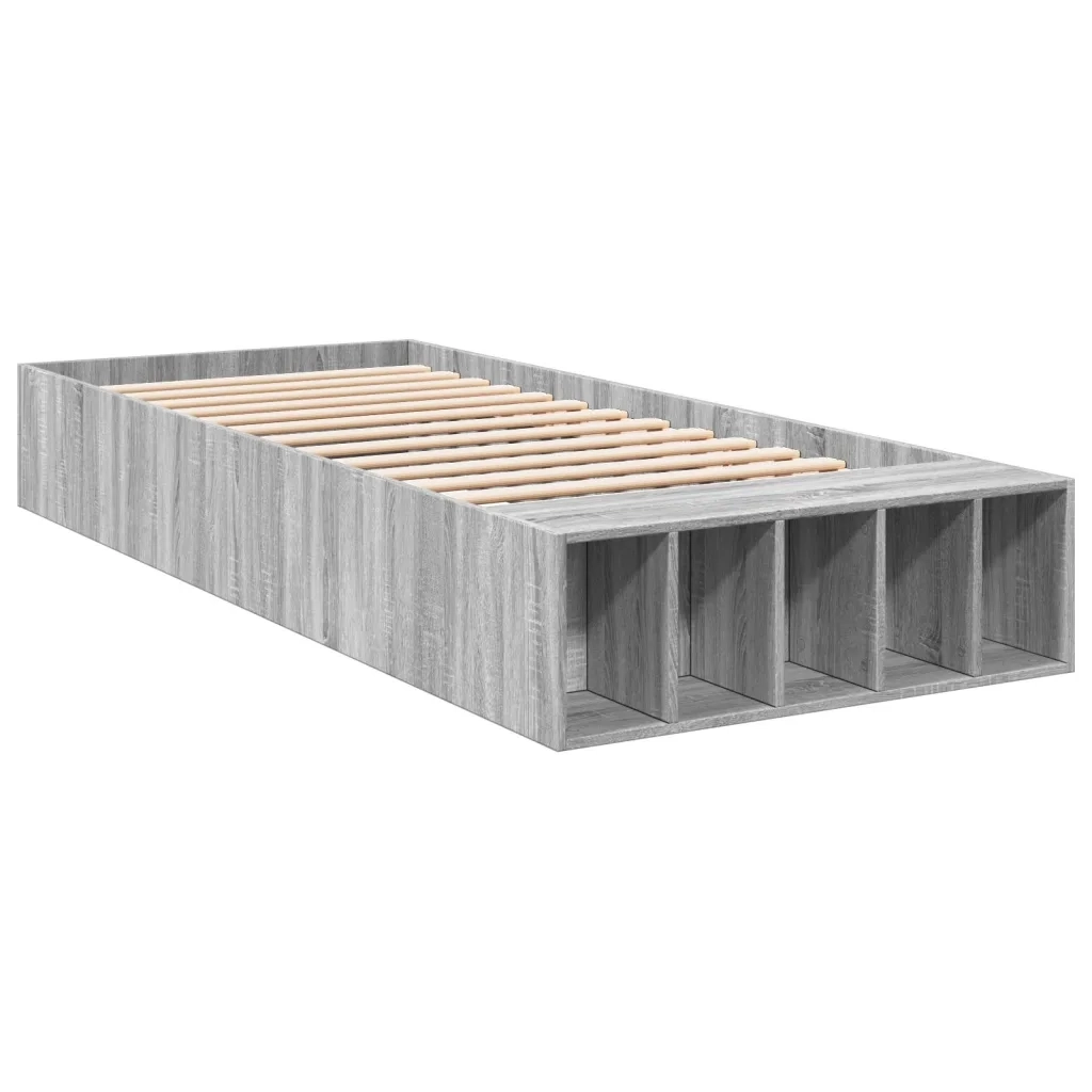 Letto singolo | Letto per adulti | Giroletto Grigio Sonoma 100x200 cm in Legno Multistrato