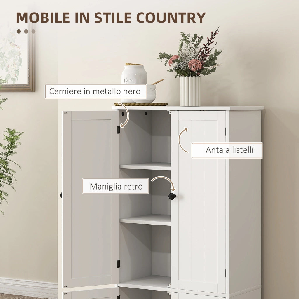 Mobile Credenza 4 Ante ¨C Xylo ¨C Bianco con 2 Armadietti e Ripiano Regolabile 58x30x123