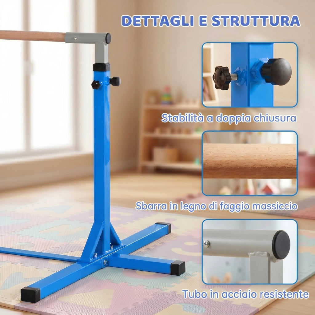 Sbarra per Ginnastica Regolabile in Altezza ¨C Minimal ¨C Blu 92-150 cm