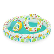 Trade Shop - Set Piscina Gonfiabile A 2 Anelli Per Bambini 122x20 Cm Con Palla Salvagente 51124 -