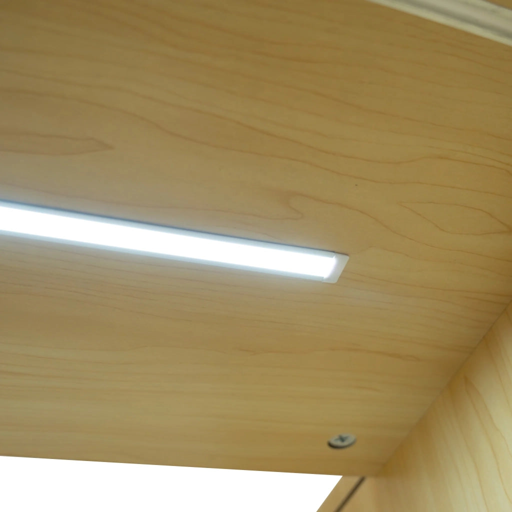 Bancone LED Acero C1500 con Vetrina, 3 Ripiani e Ante Scorrevoli