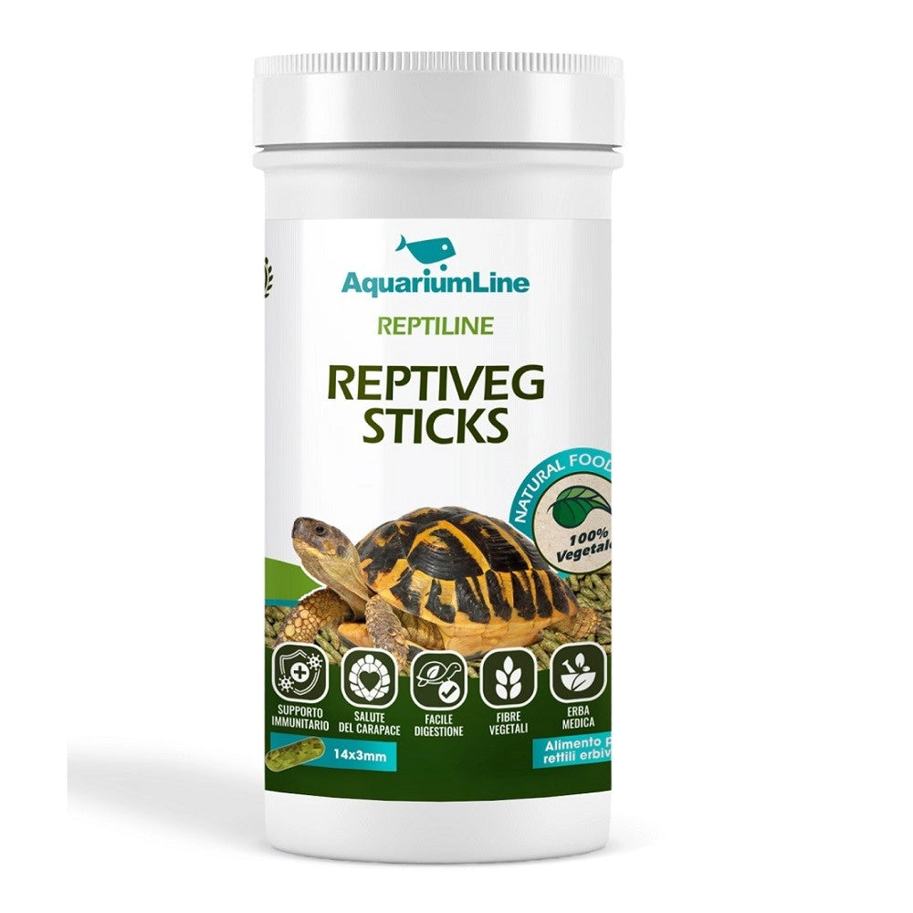 AquariumLine Reptiveg Sticks barattolo da 1000ml/200gr - alimento base per tartarughe terrestri e rettili erbivori