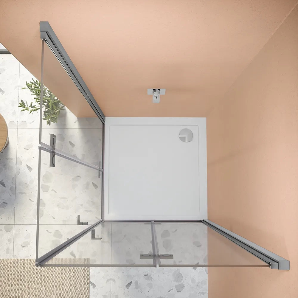 Box doccia angolare 70x90cm doppia anta a libro profili cromati e vetro da 8mm trasparente h195 | Fiji