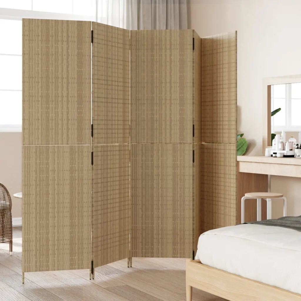 Divisorio per Ambienti a 5 Pannelli Beige in Polyrattan 365367