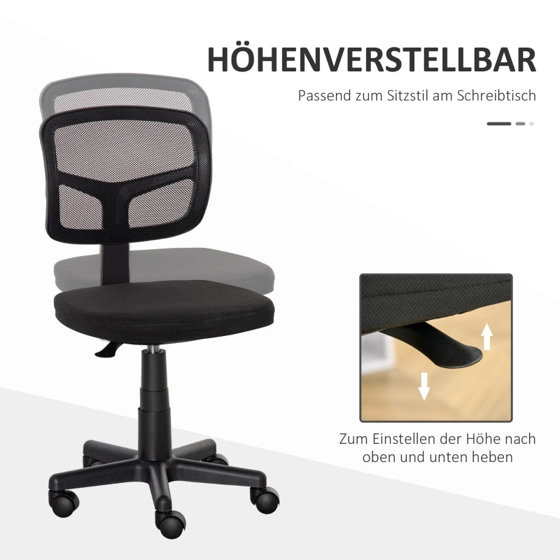Sedia da ufficio, sedia ergonomica da scrivania, sedia girevole regolabile in altezza, salvaspazio, nera