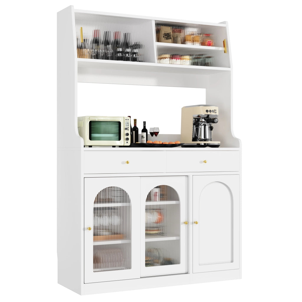 Credenza Buffet con Vetrina, LED e Cassetti ¨C MINIMAL ¨C Bianco