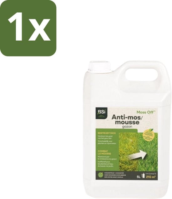 1 x Mossoff Gazon - Algen- e Mosbestrijding - 5 L - Mos Verwijderen - Algen Bestrijden - Bestrijding Mos - Tuin Mosvrije - Bestrijding Mos Biologica