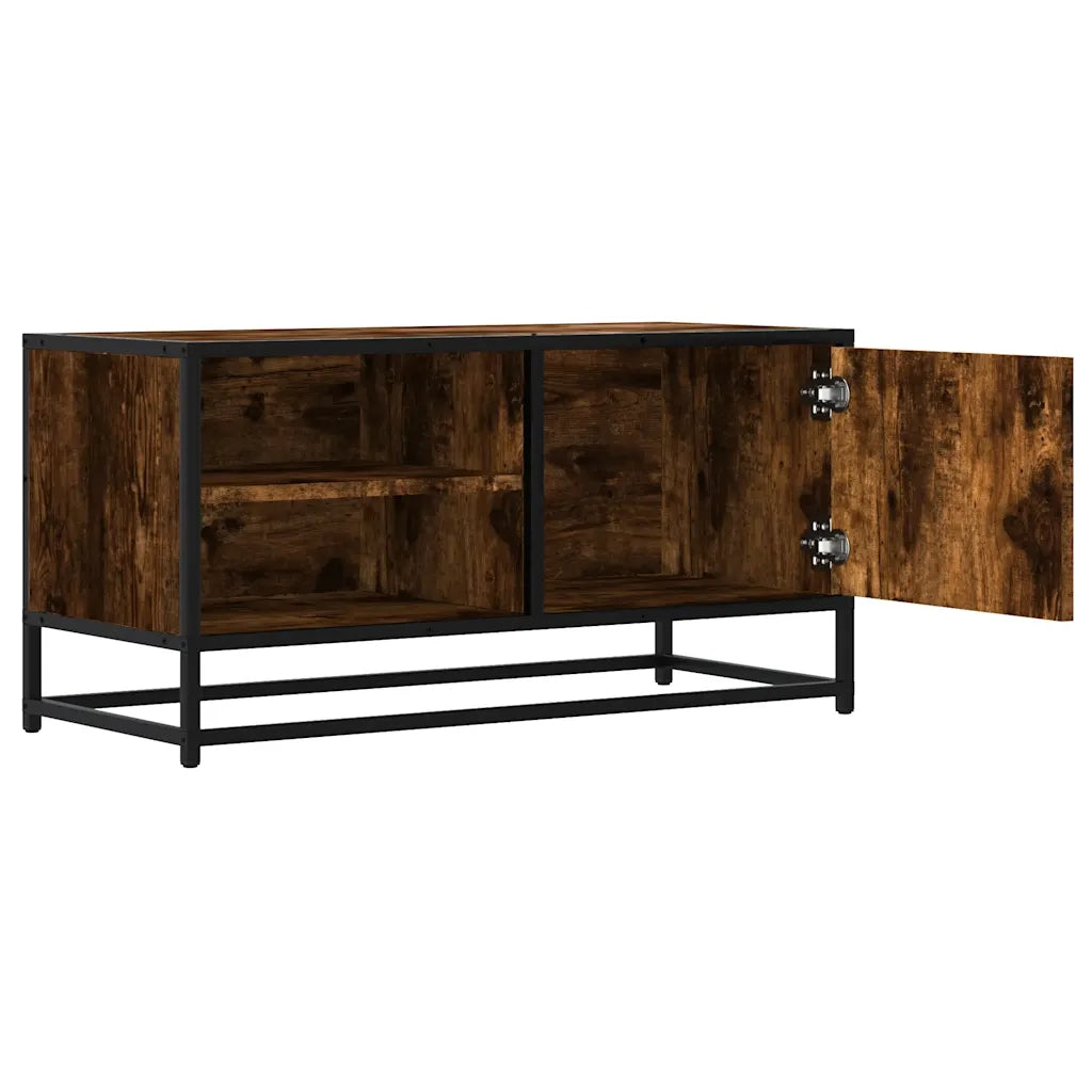 Mobile TV-Credenza per TV-Console TV Rovere Fumo 80x34,5x40 cm Legno Multistrato e Metallo 944696