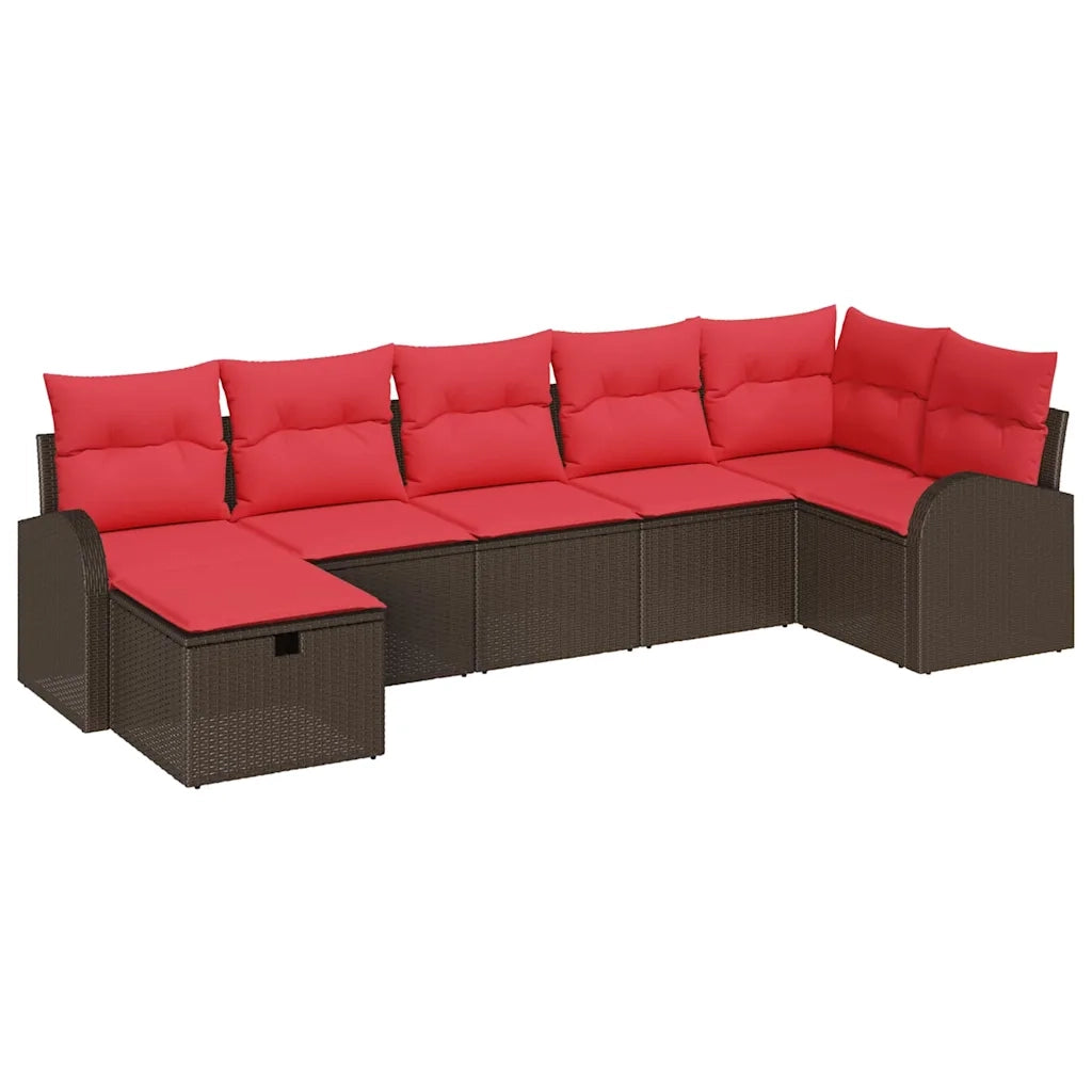 Set Divano da Giardino con cuscino 7 pcs Marrone polyrattan 3360435