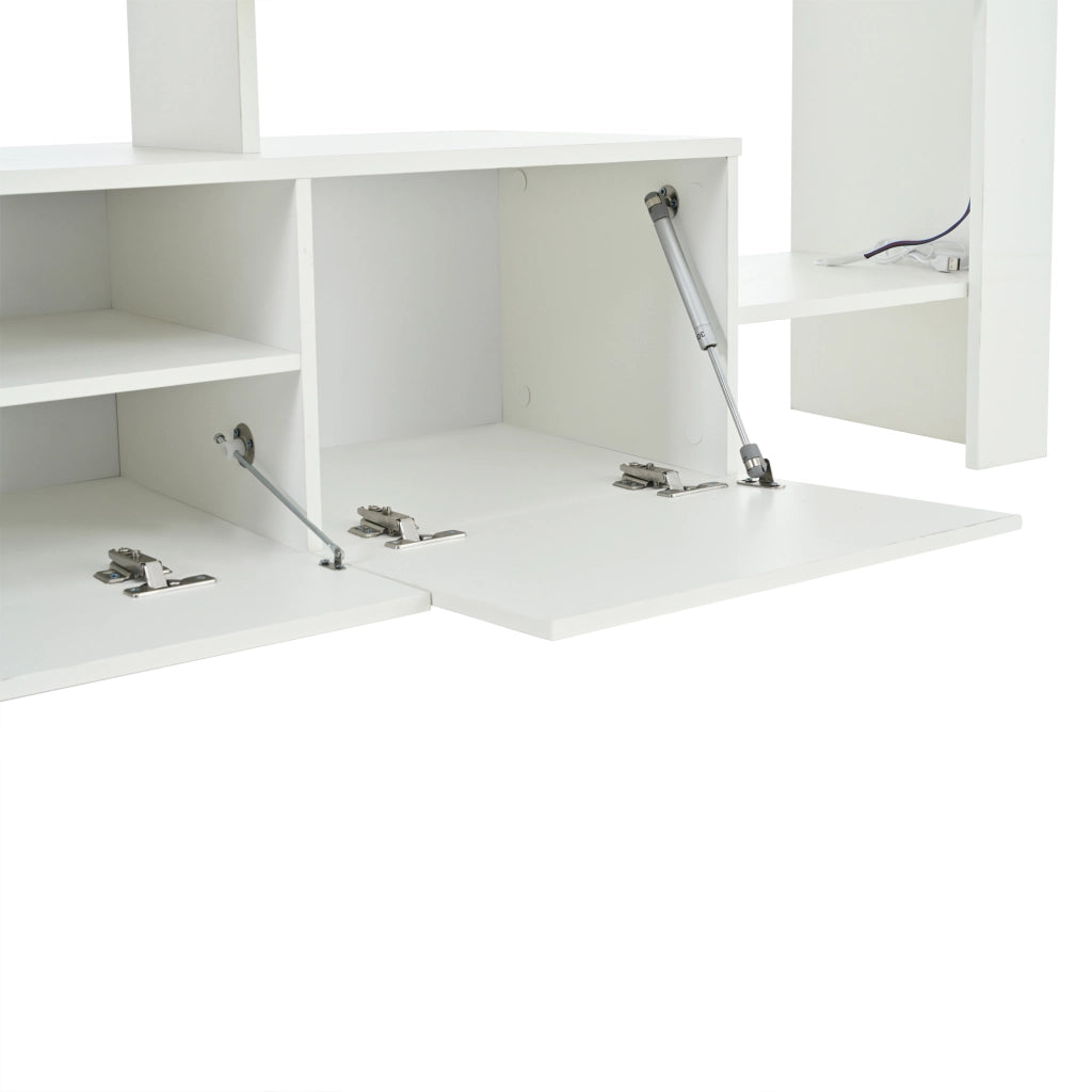 Mobile TV con LED ¨C MINIMAL ¨C Bianco Lucido, 192x37x53 cm