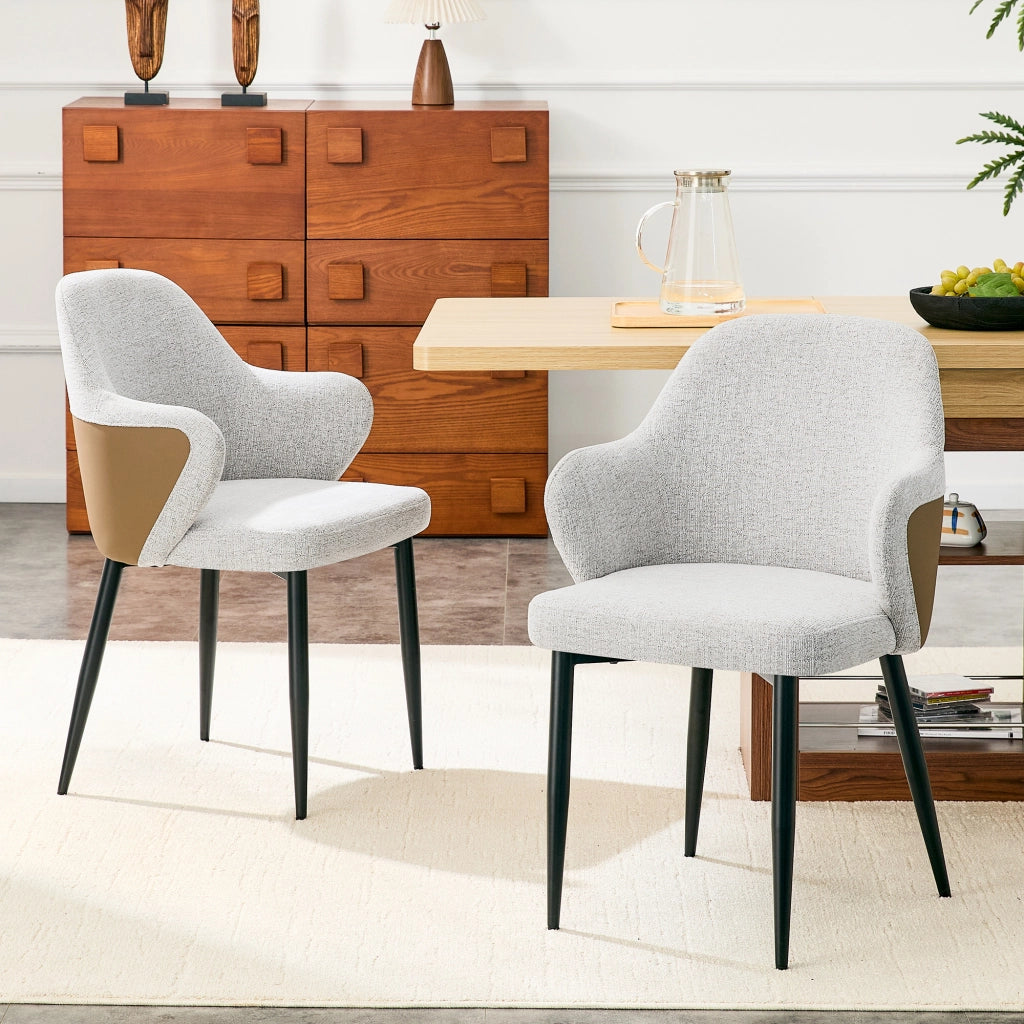 SEDIA DA PRANZO Set da 2 pezzi 83 cm Tessuto grigio chiaro e metallo