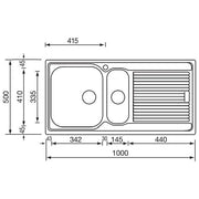 CM Zenith 100x50 2V Lavello ad incasso Rettangolare Acciaio inossidabile