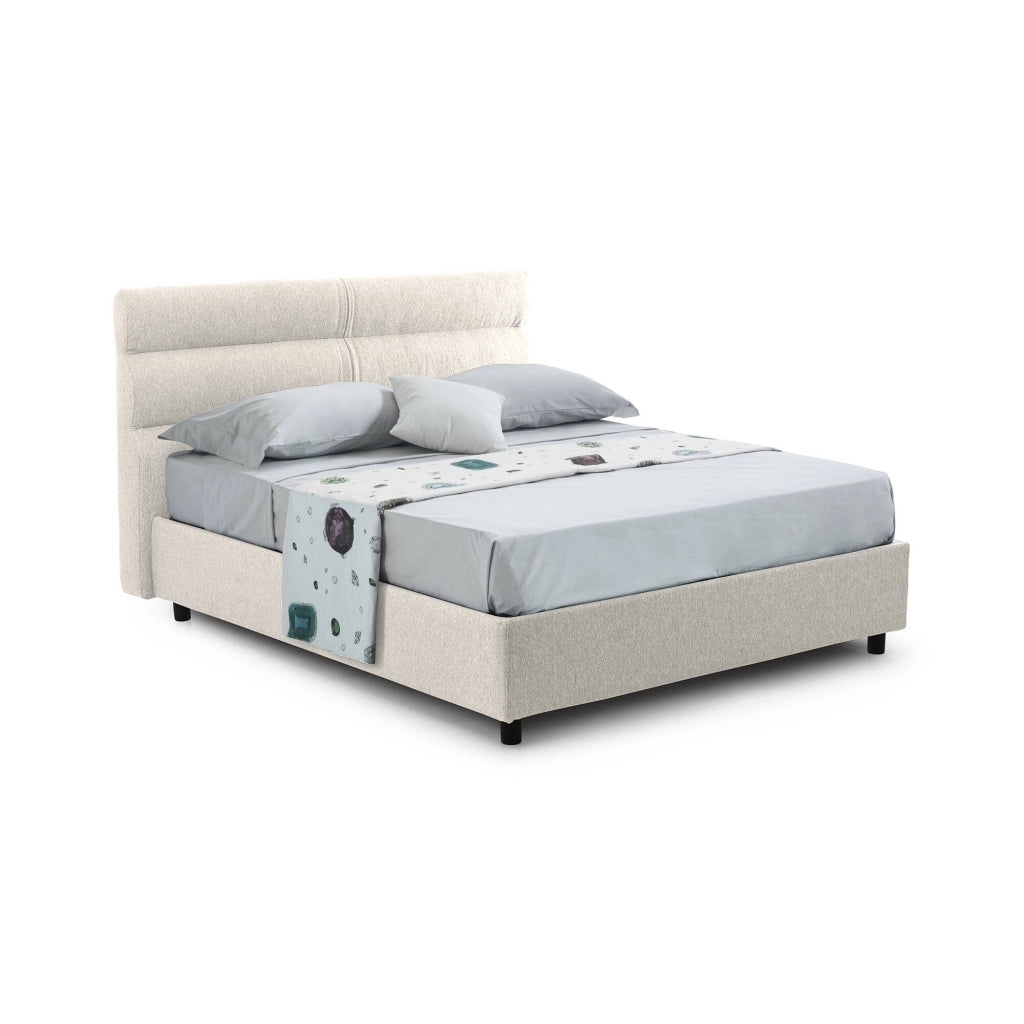 Letto Matrimoniale Bedero, Letto Matrimoniale Materasso Incluso Made in Italy, Beige