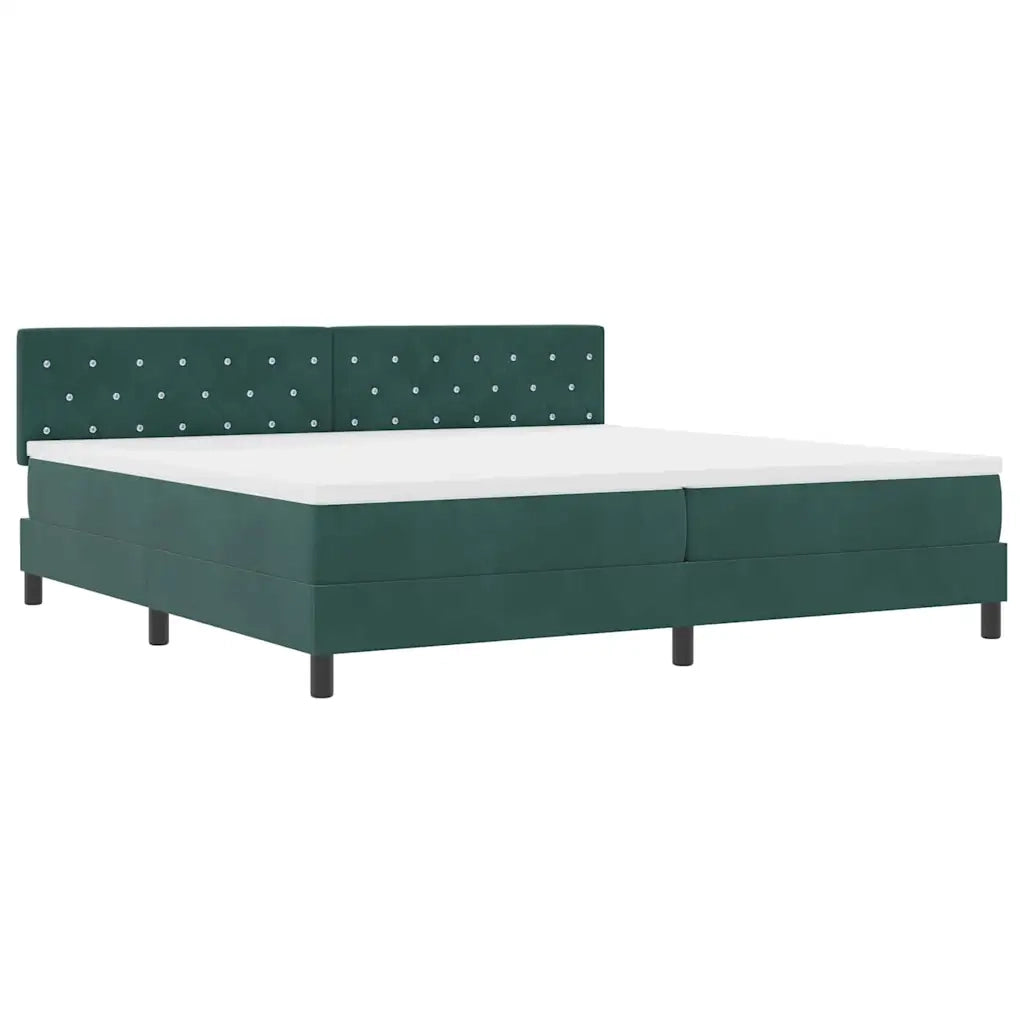 Letto a Sorgente LED con led Verde Scuro 200 x 200 cm Velluto