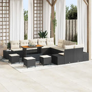 Set Divano da Giardino con cuscino 14 pcs Nero polyrattan