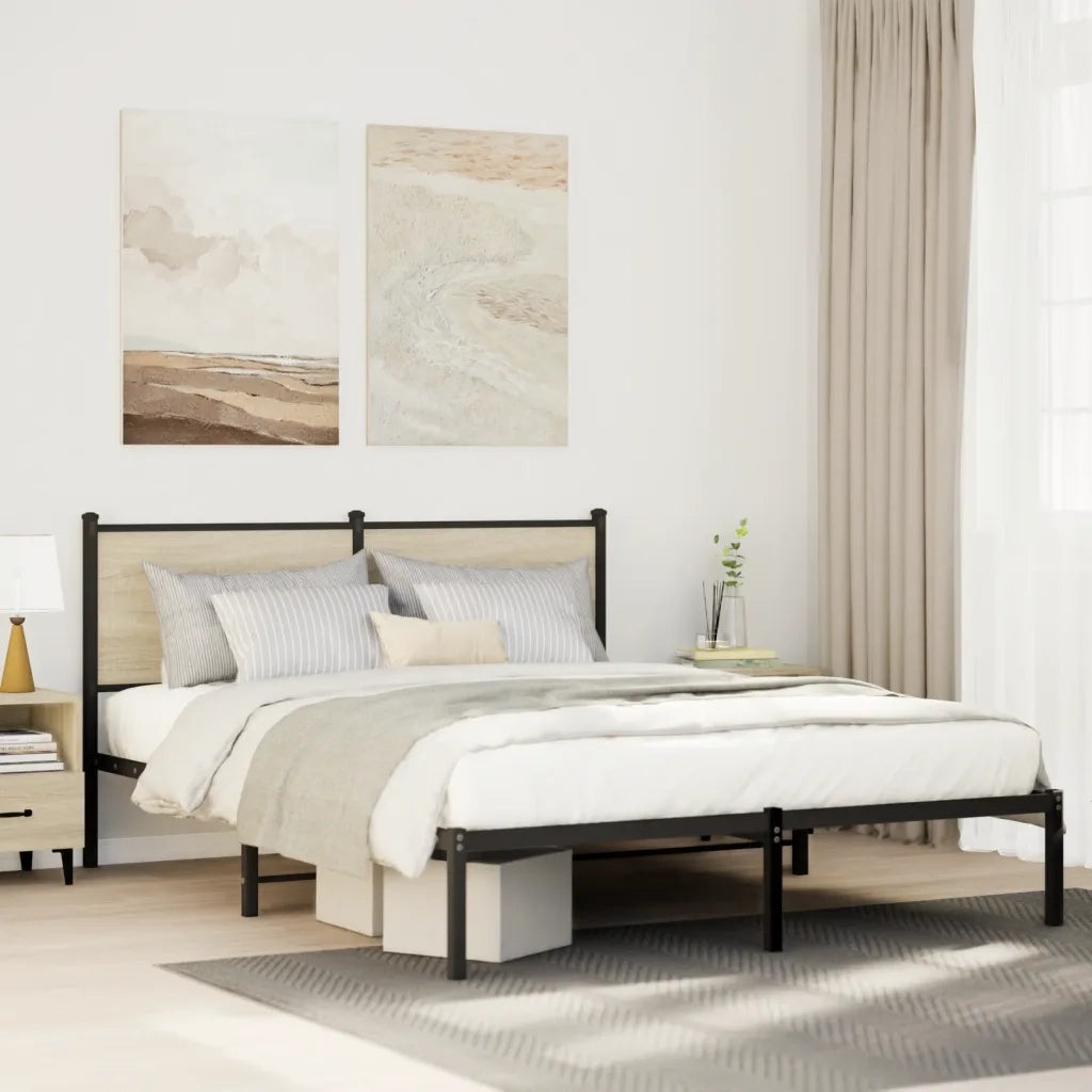 Letto matrimoniale | Letto per adulti | Giroletto senza Materaso in Metallo Rovere Sonoma 140x200 cm