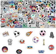 Sticker di Calcio 100 Pezzi - Impermeabili - Adesivi PVC Self-Locking - Decorazioni per Fai da Te - Carini - Dimensioni 4-7 cm - Adesivi
