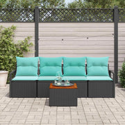 Set Divano da Giardino con cuscino 5 pcs Nero polyrattan 3347641
