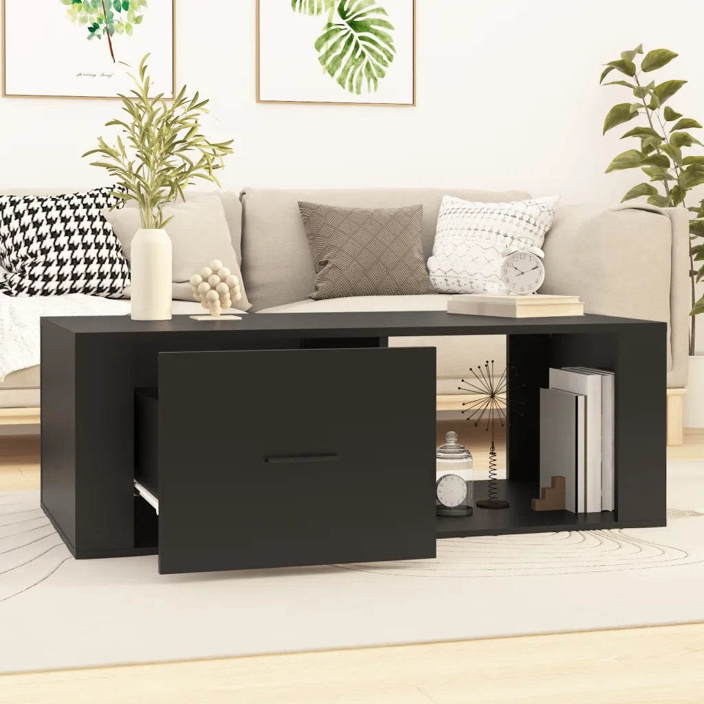 Tavolino da Salotto Nero 100x50,5x35 cm in Legno Multistrato 816537