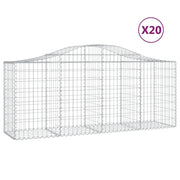 Cestini gabbioni recinzione a gabbia muro di contenimento ad arco 20 pezzi 200 x 50 x 80/100 cm ferro zincato argento 02_0040615