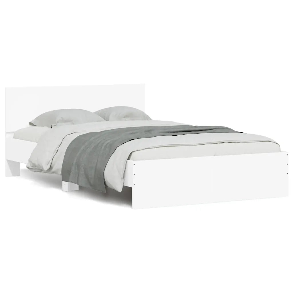Giroletto con Testiera e LED-Struttura Letto con testiera Bianco 120x190 cm