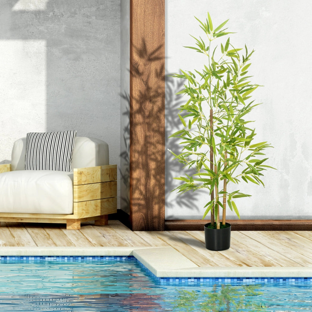 Pianta Artificiale di Bambù da Interno H120 cm con Vaso Verde