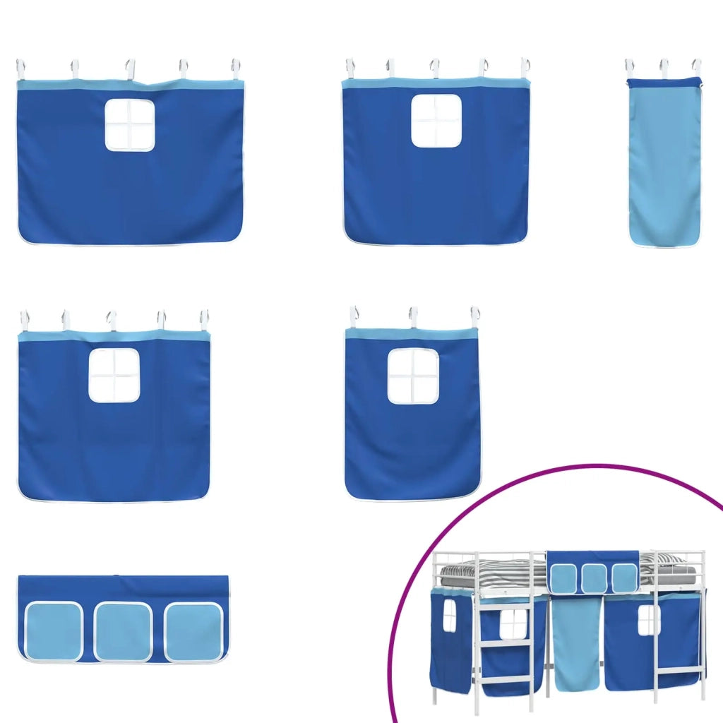 Struttura del Letto Loft per Bambini con Tendine Bianco e Blu 42020815