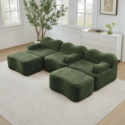 Divano Modulare 3 Posti U con Ottomans ¨C MINIMAL ¨C Verde, Tessuto, Braccioli Mobili