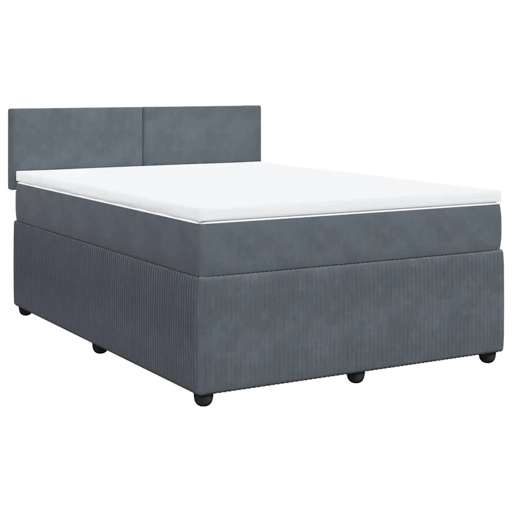 Giroletto a Molle con Materasso Grigio Scuro 140x200 cm Velluto